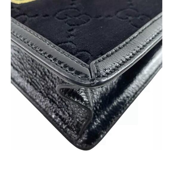 ❌sold❌ Auth GUCCI Sylvie Black Gold Multi Velour Hardware - Shoulder Bag - Picture 9 of 16